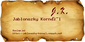 Jablonszky Kornél névjegykártya