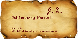Jablonszky Kornél névjegykártya